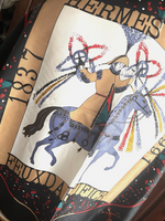 Authentic Vintage HERMES "FEUX D'ARTIFICE 1837-1991" Black 100% Silk Scarf