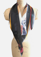 Authentic Vintage HERMES "FEUX D'ARTIFICE 1837-1991" Black 100% Silk Scarf