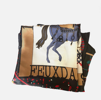 Authentic Vintage HERMES "FEUX D'ARTIFICE 1837-1991" Black 100% Silk Scarf