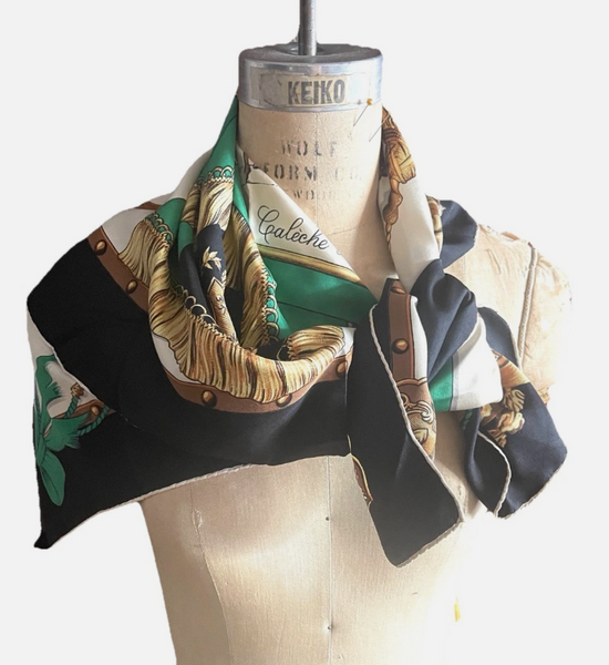 Authentic Vintage CELINE Caleche de Parc de Louis XVI 100% Silk Scarf 33”