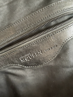 Alexander McQueen Soft Black Leather Tote Bag With Gold Accent Buckles & Zippers