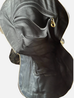 Alexander McQueen Soft Black Leather Tote Bag With Gold Accent Buckles & Zippers