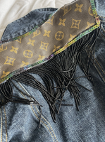 Custom Louis Vuitton Embellished Denim Jacket With Beaded Fringe Kids 6 L