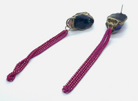 Disco Ball Quartz Glitter And Pink Chain Earrings F fashionistad