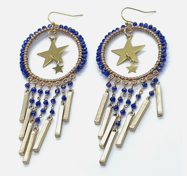 Dream Catcher Beaded Hoop Star Chandelier Earrings