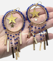 Dream Catcher Beaded Hoop Star Chandelier Earrings