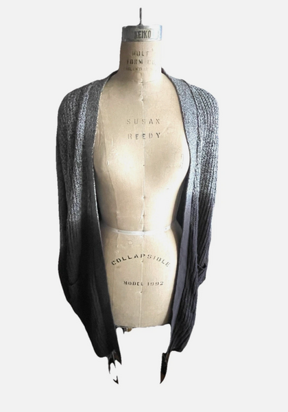 RDI Ombre Marl Grey Black Cardigan Sweater Sz M