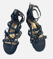 Sam Edelman Studded Black Suede Gladiator Sandals Sz 6.5
