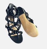 Sam Edelman Studded Black Suede Gladiator Sandals Sz 6.5