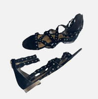 Sam Edelman Studded Black Suede Gladiator Sandals Sz 6.5