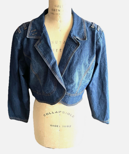 Ashley Stewart Denim Open Front Jacket Sz 2X