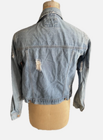 Women’s FOREVER 21 Distressed Denim Jacket Sz Small