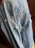 Women’s FOREVER 21 Distressed Denim Jacket Sz Small