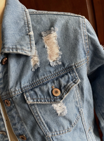 Women’s FOREVER 21 Distressed Denim Jacket Sz Small