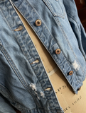 Women’s FOREVER 21 Distressed Denim Jacket Sz Small