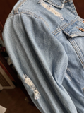 Women’s FOREVER 21 Distressed Denim Jacket Sz Small