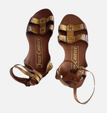 New Juicy Couture Bronze Metallic Gladiator Handmade Leather Sandals Size 6.5M
