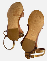 New Juicy Couture Bronze Metallic Gladiator Handmade Leather Sandals Size 6.5M