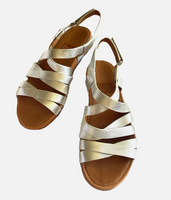 Metallic Silver Fitflop Leather Strappy Gladiator Sandal Sz 6 NWOB