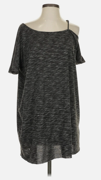 We the Free Tunic Mini Dress Heathered Gray Off Shoulder Oversized XS/S