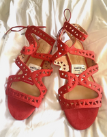 Daya By Zendaya Red Suede Gladiator Sandals Sz 7 NWOB