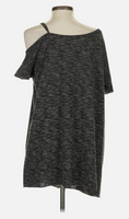 We the Free Tunic Mini Dress Heathered Gray Off Shoulder Oversized XS/S