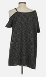 We the Free Tunic Mini Dress Heathered Gray Off Shoulder Oversized XS/S