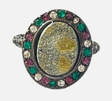 Beth Pave Druzy Stone Stacking Ring In Gunmetal Sz 4.5