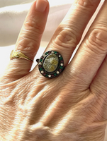 Beth Pave Druzy Stone Stacking Ring In Gunmetal Sz 4.5