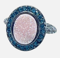 Beth Pave Druzy Stone Stacking Ring In Gunmetal Sz 5.5