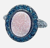 Beth Pave Druzy Stone Stacking Ring In Gunmetal Sz 5.5