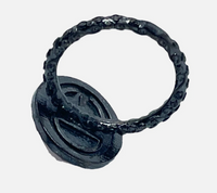 Beth Pave Druzy Stone Stacking Ring In Gunmetal Sz 5.5