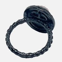 Beth Pave Druzy Stone Stacking Ring In Gunmetal Sz 5.5
