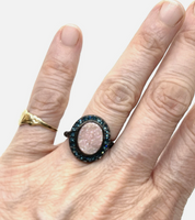 Beth Pave Druzy Stone Stacking Ring In Gunmetal Sz 5.5
