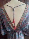 NWOT Silk Dress Caftan Resort Wear Boho Hippie Ethnic Maxi Paisley M/L