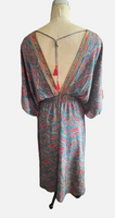 NWOT Silk Dress Caftan Resort Wear Boho Hippie Ethnic Maxi Paisley M/L