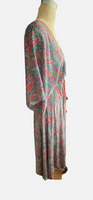 NWOT Silk Dress Caftan Resort Wear Boho Hippie Ethnic Maxi Paisley M/L