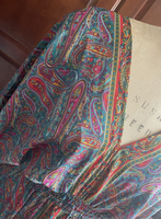 NWOT Silk Dress Caftan Resort Wear Boho Hippie Ethnic Maxi Paisley M/L