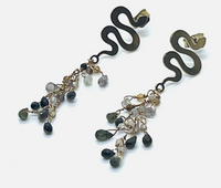 Green Tourmaline Ombre Snake Dangle Earrings