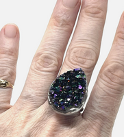 One Of A Kind Glitter Purple Druzy Teardrop Size 8