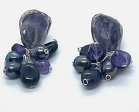 Amethyst And Freshwater Pearl Glitter Drop Earrings
