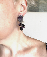 Amethyst And Freshwater Pearl Glitter Drop Earrings