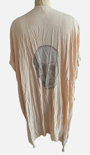 Surf Gypsy Peach Rhinestone Skull Kimono Cover Up NWT L