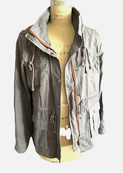 Grey Market & Spruce Hooded Army Cargo Jacket Sz XL