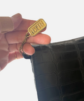 Vintage Lisette Black Embossed Leather Clutch Shoulder Bag