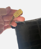 Vintage Lisette Black Embossed Leather Clutch Shoulder Bag