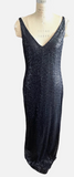 Lauren Ralph Lauren Black Sequin Stretch Strappy Gown Sz 14