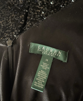 Lauren Ralph Lauren Black Sequin Stretch Strappy Gown Sz 14