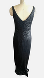 Lauren Ralph Lauren Black Sequin Stretch Strappy Gown Sz 14