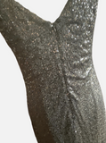 Lauren Ralph Lauren Black Sequin Stretch Strappy Gown Sz 14